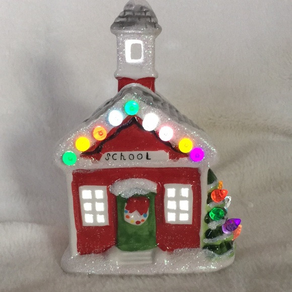 Little Red Schoolhouse LED Christmas is Forever Village Lights Up - Picture 14 of 16